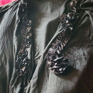 Chic Black Ruffled Women's Cardigan